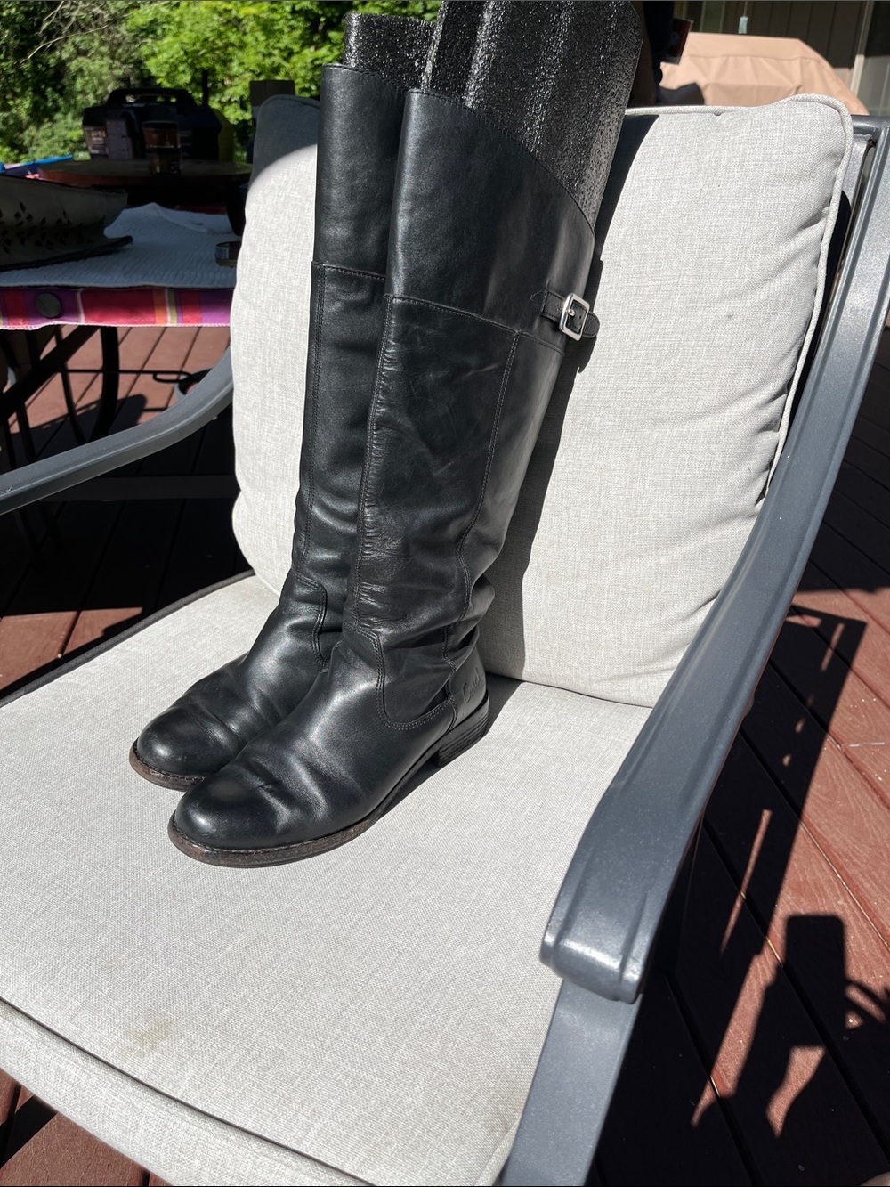 COACH JOELE Black Leather Riding Boots, Size 9